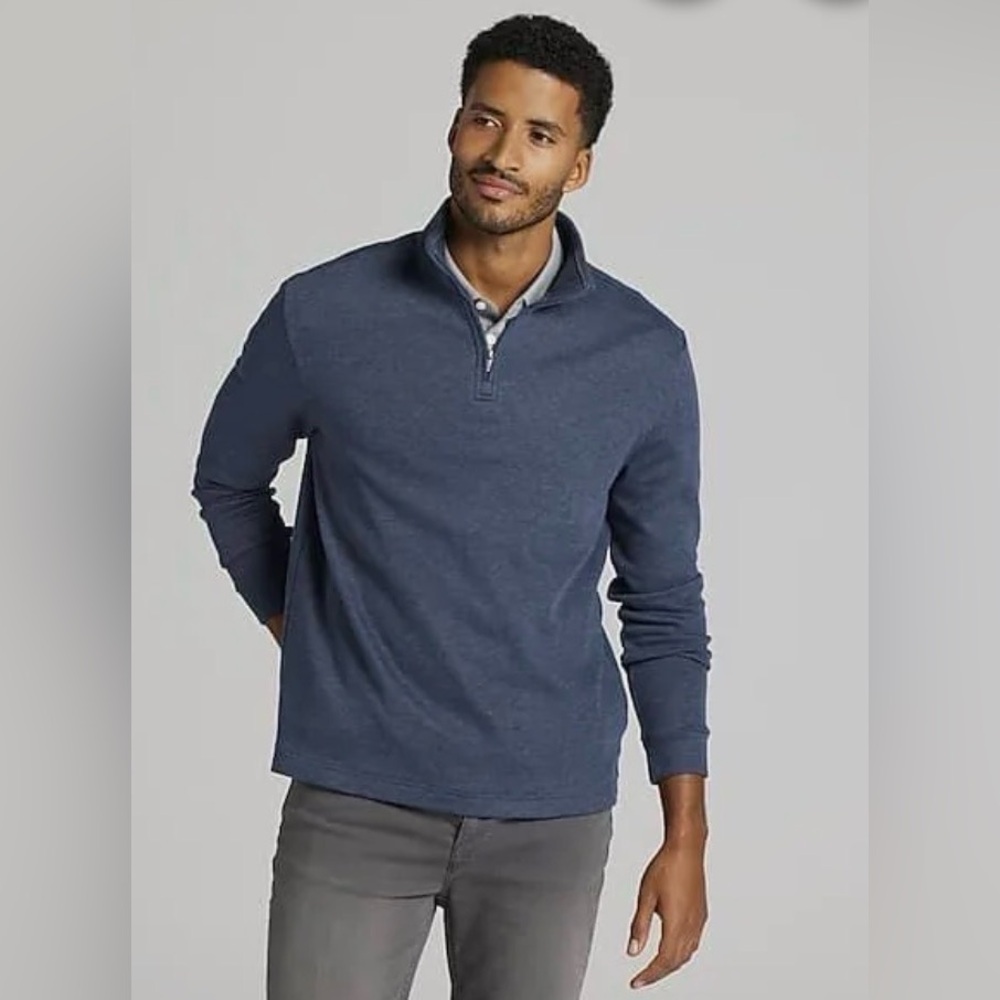 Joseph Abboud Men's French Ribbed Quarter Zip Pullover. Size Large. EUC.